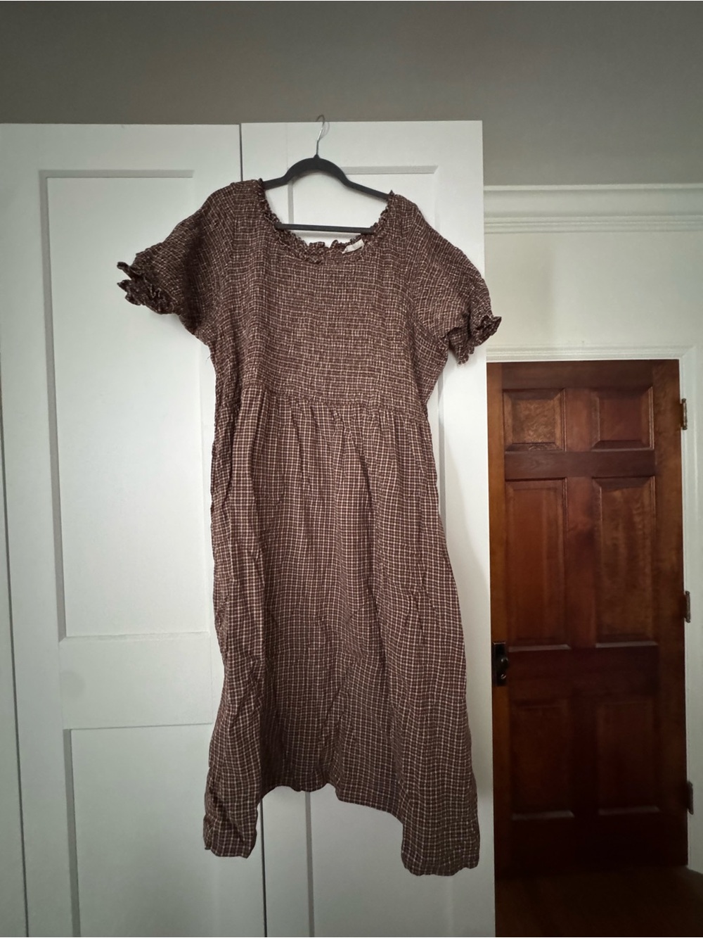 Little Cottonwood brown gingham dress